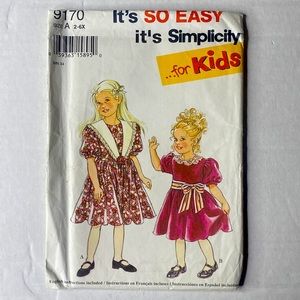 Vintage Simplicity 9170 | Sewing Pattern | Party Dress | UNCUT 2-6X